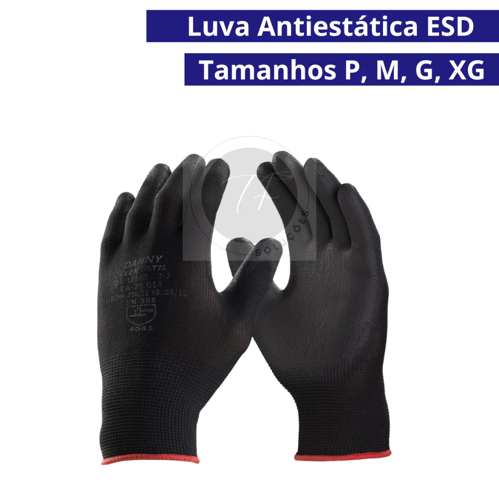 Luva Antiestática Para Manutenção Celular e Eletrônicos + Escova de limpeza Antiestática ESD