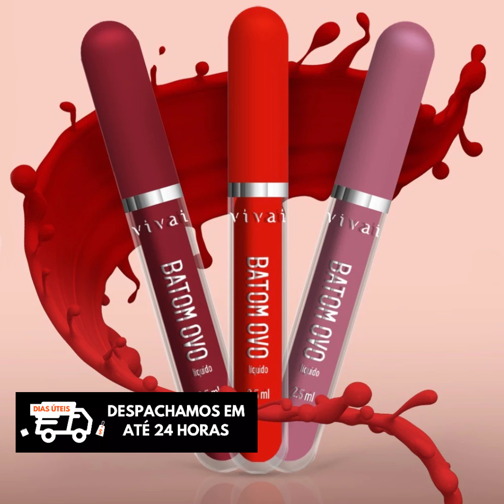 Batom Líquido Matte Ovo com 12 Cores Lindas Vivai (novo modelo) em Oferta na Shopee