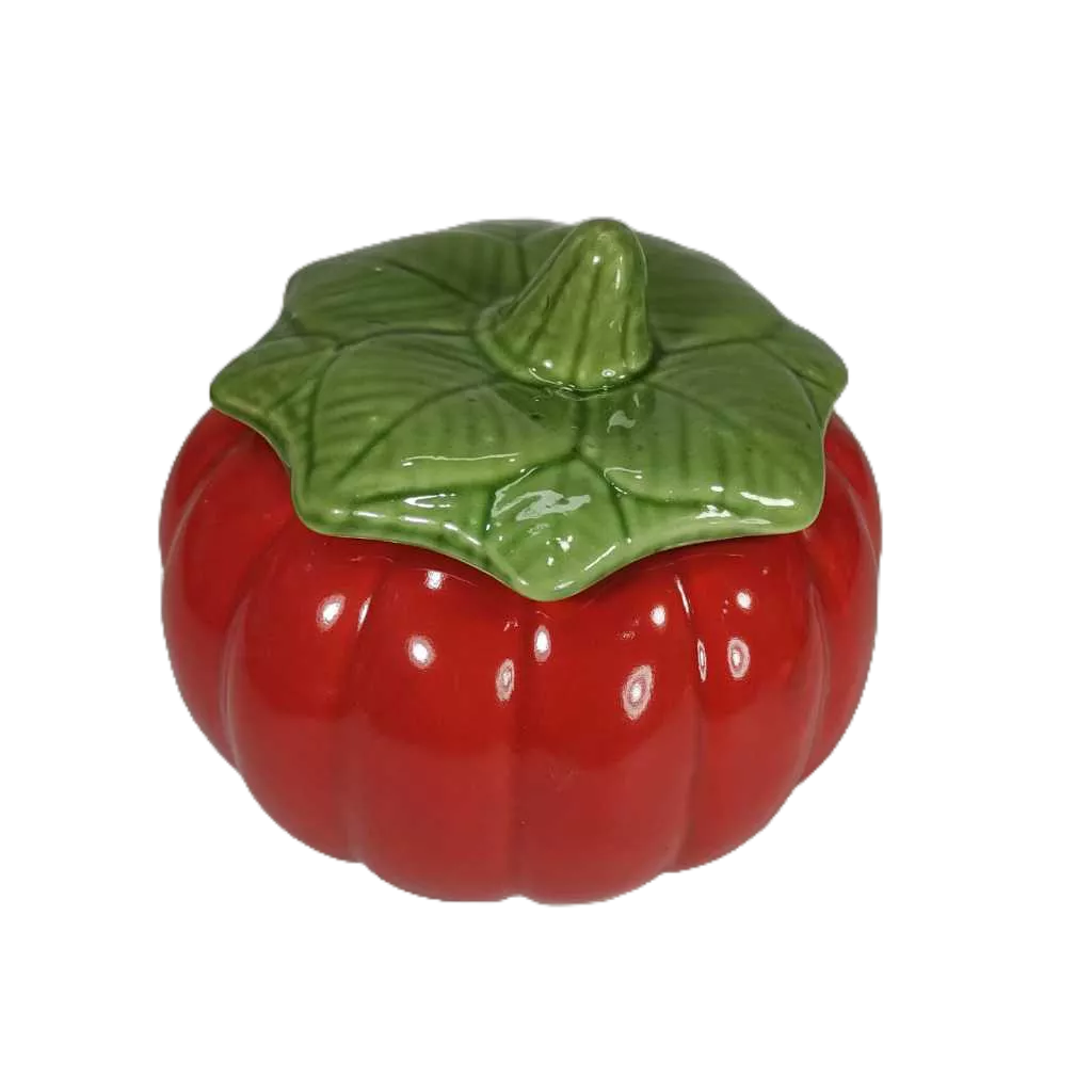 Compoteira Pote Cerâmica Abóbora Moranga P/ Decoração Cozinha - Vermelha