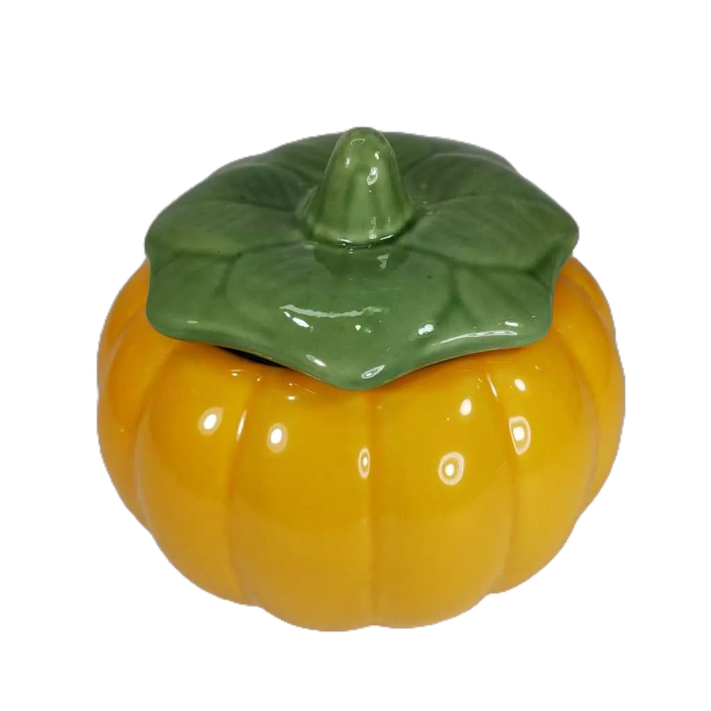 Compoteira Pote Abóbora Moranga Cerâmica P/ Decoração Cozinha - Amarela