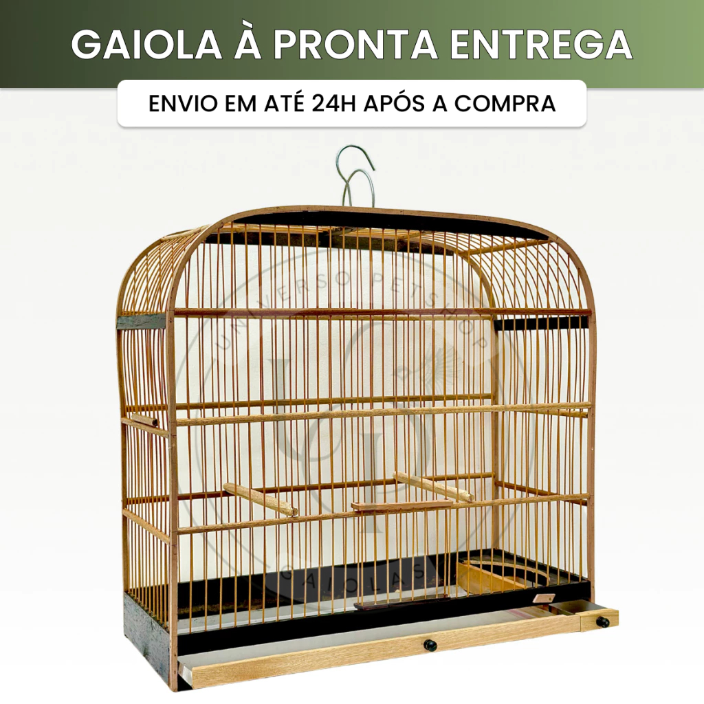 Gaiola em Madeira 45cm 2 Poleiros Para Pássaros Pequenos Coleiro Canário Azulão Tico Tico Papacapim em Oferta na Shopee