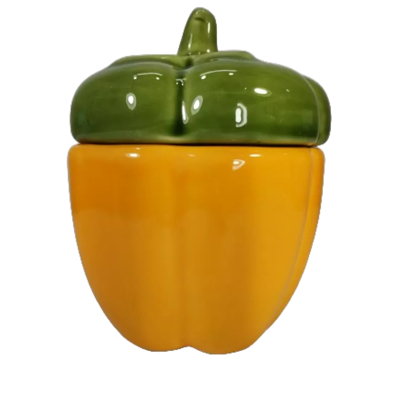 Pote Compoteira Pimentão de Cerâmica Amarelo p/ Decoração