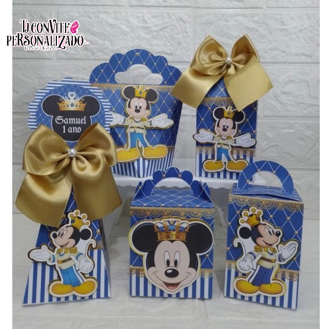 Kit Personalizados Mickey realeza/ Mimos de Aniversário Lembrancinhas Caixinhas Personalizadas