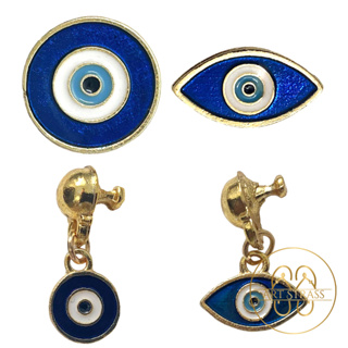 Olho Grego Resinado Em Banho Dourado Par (Diversos Modelos) em Oferta na Shopee