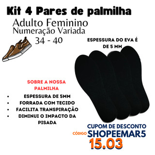Kit Palmilha Macia EVA 5 MM Para Tênis Sapato Chuteira Sapatilha Palmilha Confortável Facil Lavagem