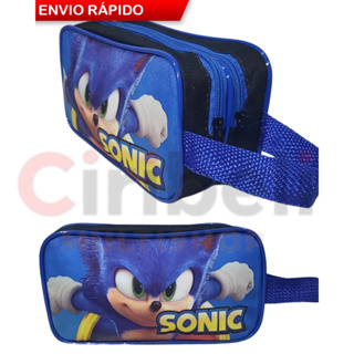 Estojo Escolar Sonic 2 Divisórias Grande Zíper Reforçado em Oferta na Shopee