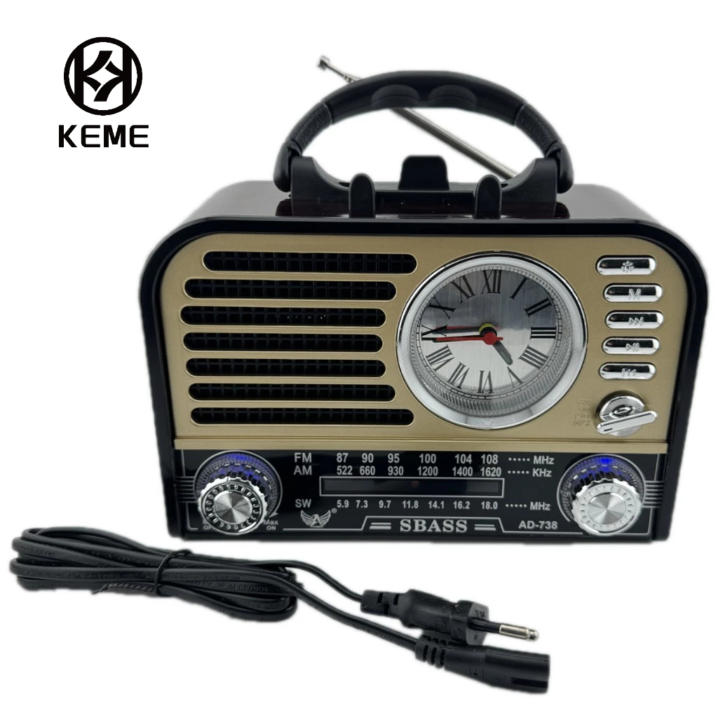 Caixa Som Retro Antiga Am Fm Usb Aux Sd Bluetooth Recarregável Som Antena Analogico com relógio em Oferta na Shopee