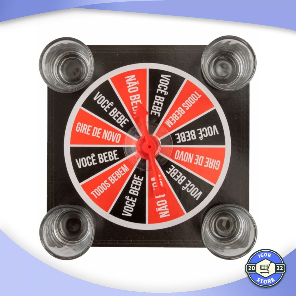 Roleta Drink Shot Jogo Divertido Em Madeira Com 4 Copo Para Dose Envio Imediato