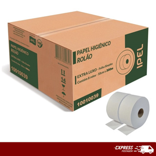 Papel higiênico rolão fibras virgens c/8 rolos de 300m Ipel em Oferta na Shopee