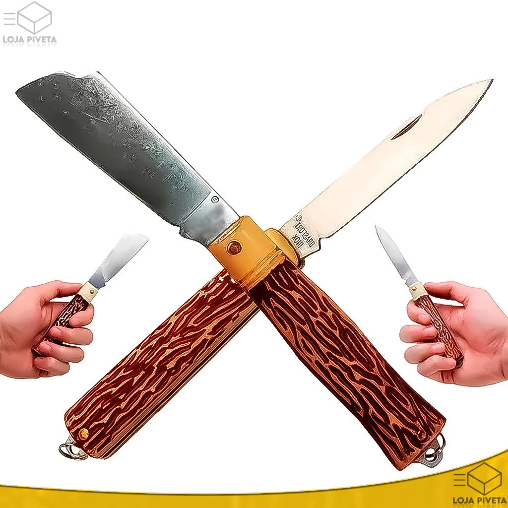 Canivete de Bolso Retrátil Ponta Fina Aço Inox Pica Fumo Pesca Roça Camping Dobrável FRETE GRÁTIS