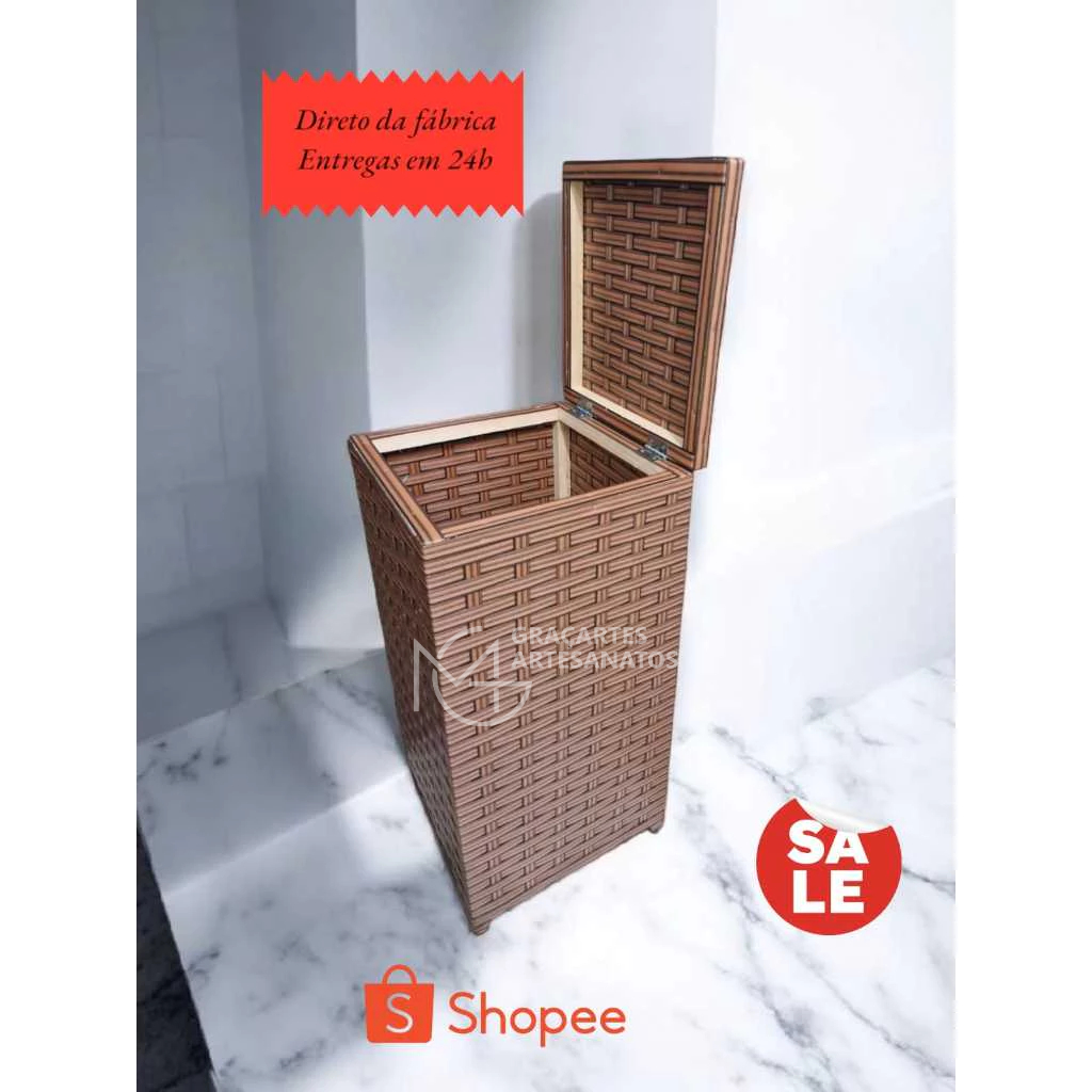 Cesto De Roupa De Fibra Sintética organizador para lavanderia  30x30x60 em Oferta na Shopee
