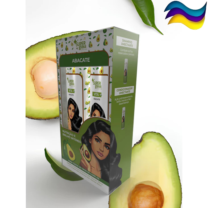 Kit Shampoo e Condicionador Umectante Vita+ Abacate Super Gloss 2x300ml Magic Color Nutrição Brilho