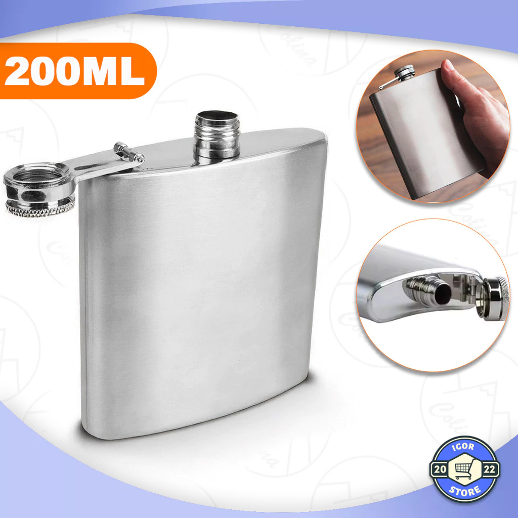 Cantil De Bolso Portátil Em Aço Inox 200ML Bebibas Whisky Vodka Envio Imediato