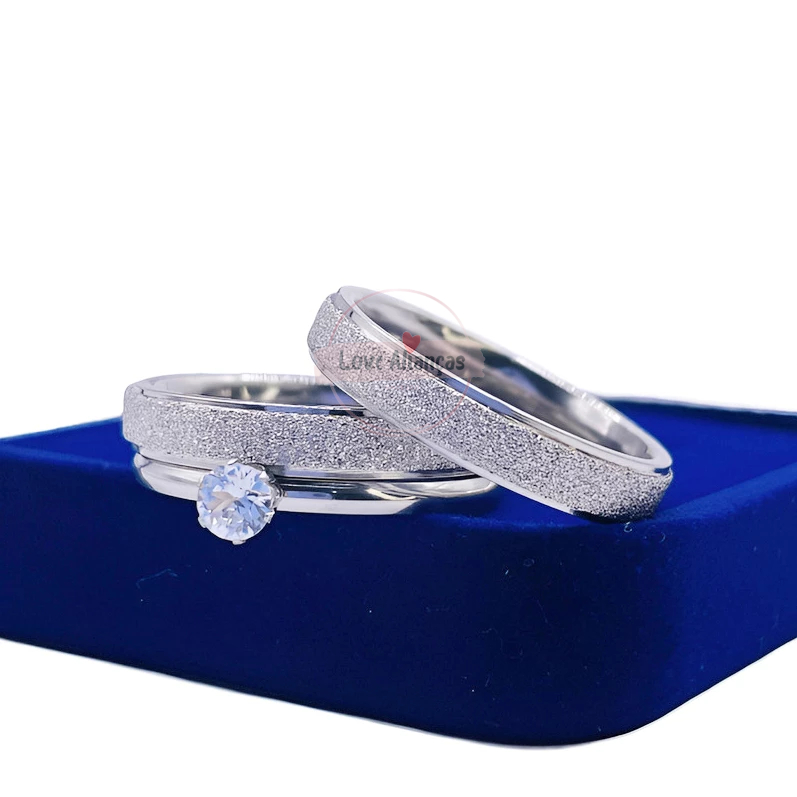 Par de Alianças de Namoro Anatômica diamantadas finas 4MM prata Anel Solitários e Caixinha de Veludo em Oferta na Shopee