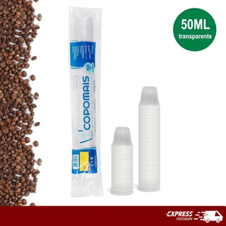 Copo descartável para café 50ml pacote c/100 transparente Copomais em Oferta na Shopee