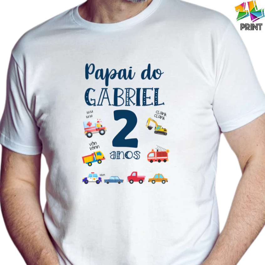 Camiseta Adulto PAPAI Festa CAMINHÃO personalizada com NOME  [est.4] Aniversário Meios de Transportes ZLprint