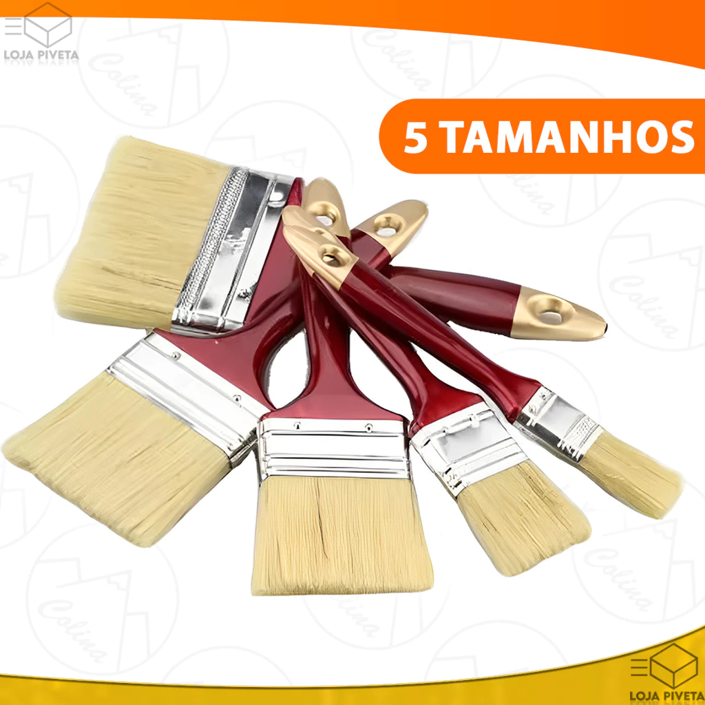 Kit 5 Pincéis Trincha Para Construção Multiuso Pintura Tamanhos Variados OFERTA