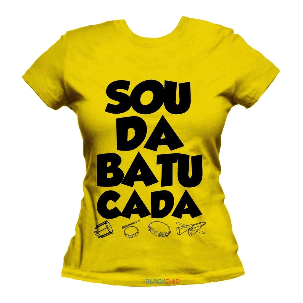 Camiseta Feminina Baby Look Samba Pagode Batucada Blusinha Algodão Slim Confortável P ao GG