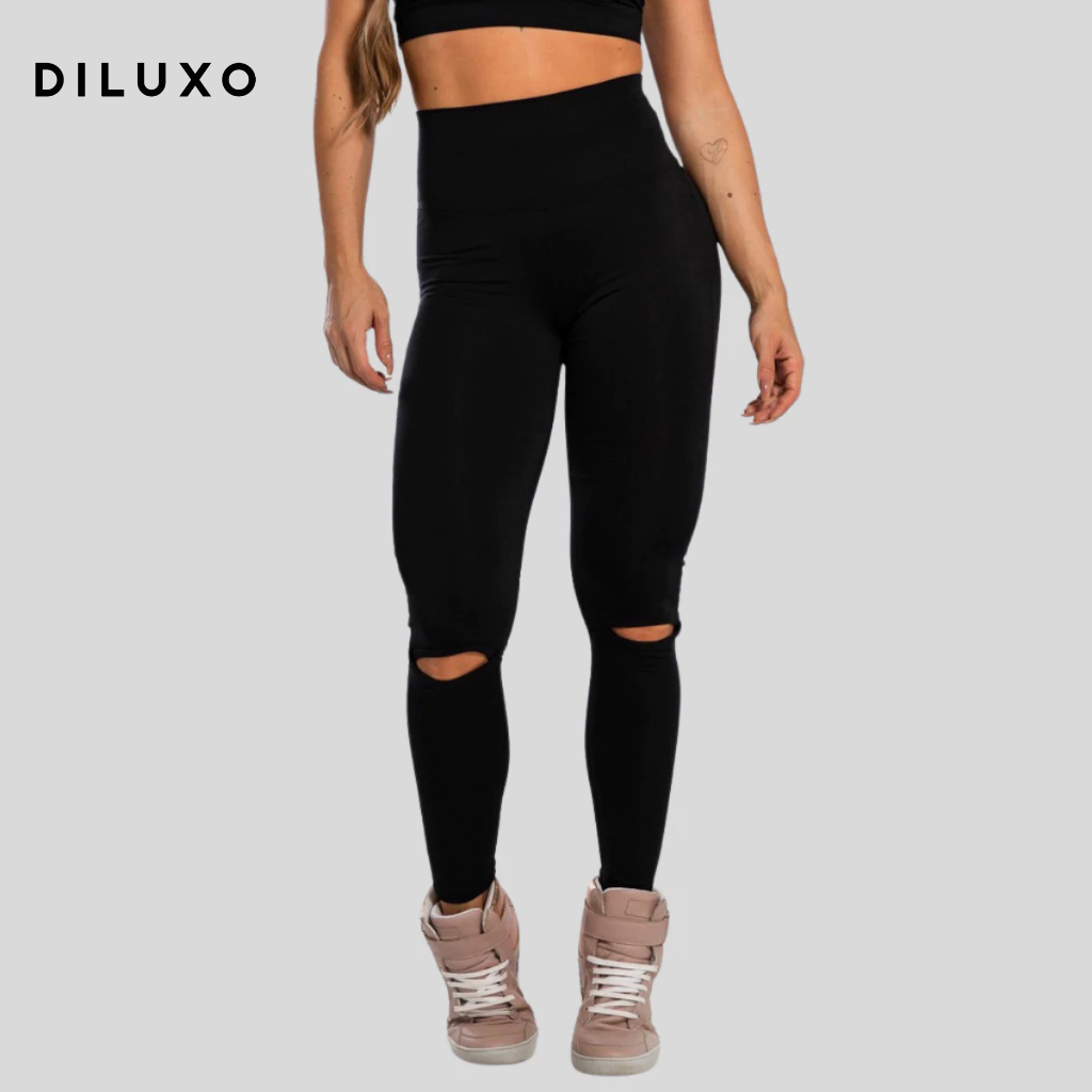 Calça Legging Feminina Recorte no Joelho Confortável