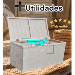 Baú Horizontal Caixa Cesto Organizador P/ Brinquedos 45lts 60x30x30 FIBRA SINTÉTICA fita