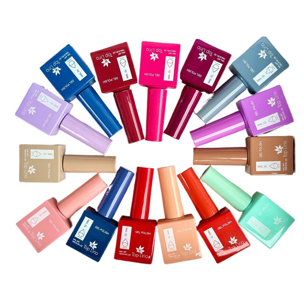 KIT COM 5 OU 12 ESMALTES TOP LIRIO/K&S QUADRADO nail gel polish 15 ml UV/Led SECA CABINE UNHA EM GEL