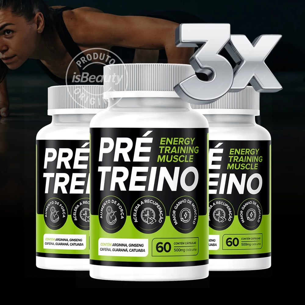 Kit 3 Pré-Treino Suplemento Premium + Energia e Disposição - 180 Cápsulas - Envio Rápido