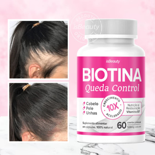 Biotina Cabelos, Pele e Unhas - Acelera o Crescimento - Queda Capilar - Falhas - 60 Cápsulas - Original - Envio Rápido em Oferta na Shopee