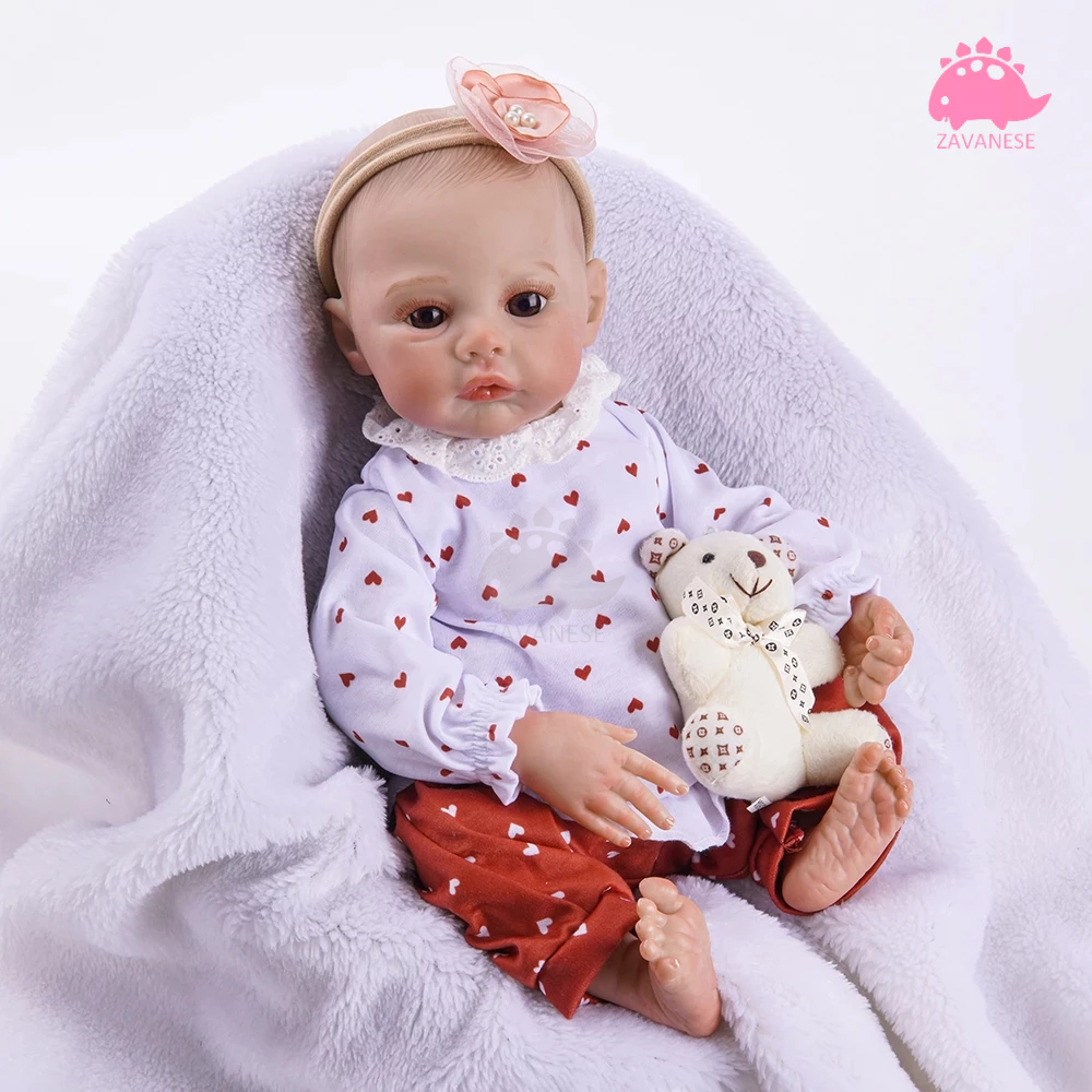 Boneca Reborn Corações Felizes 50cm Roupinha Estampada Ursinho de Pelúcia Fofo ZAVANESE em Oferta na Shopee