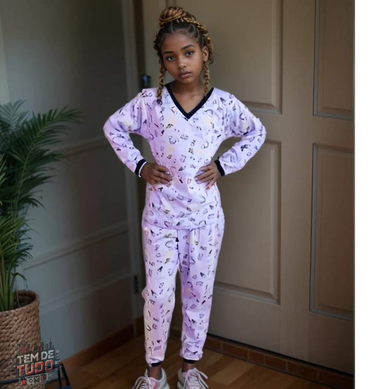 Pijama Infantil Menina PP ao GG Estampado Sortido Conjunto Blusa e Calça Antiletárgico