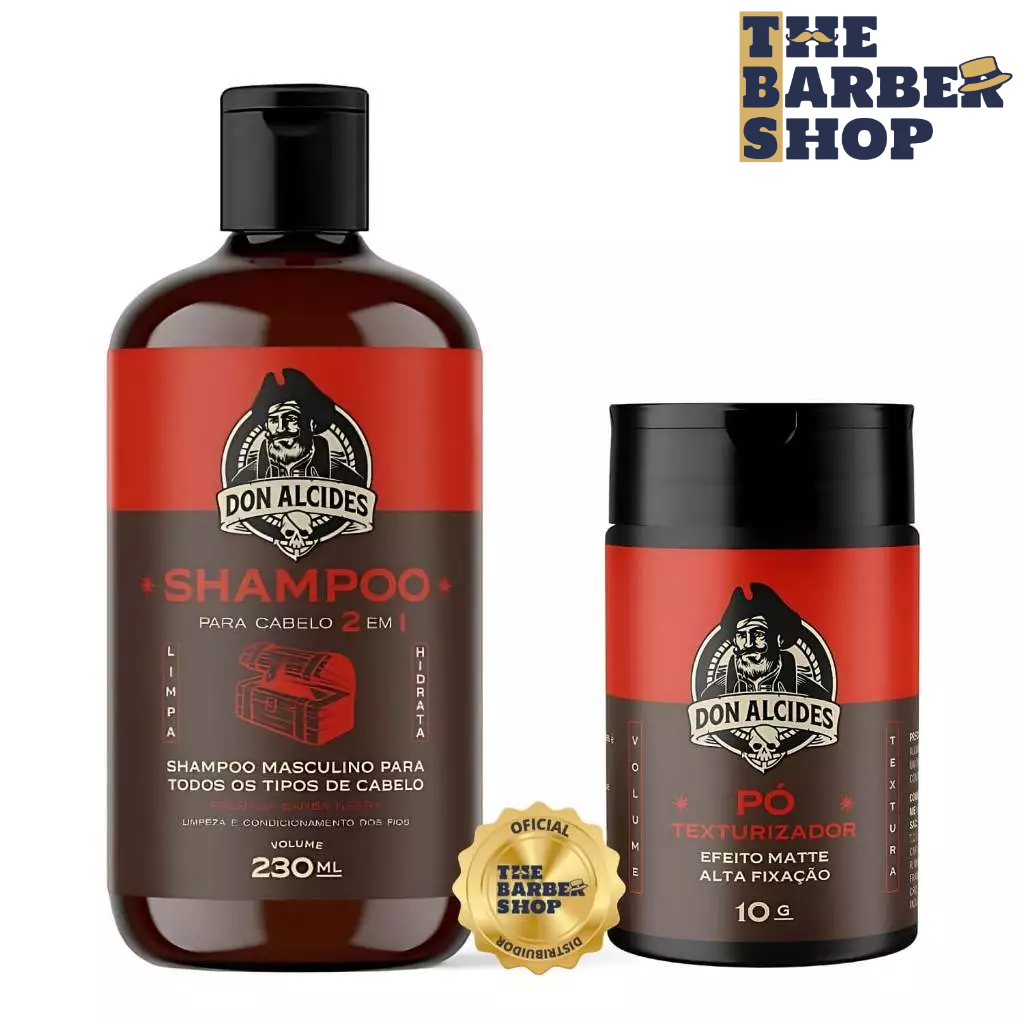 Shampoo para Cabelo 2 Em 1 + Pomada Em Pó Don Alcides Barba Negra