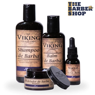 Kit para Barba - Balm + Shampoo +  Óleo + Modelador de Barba Viking Mar em Oferta na Shopee