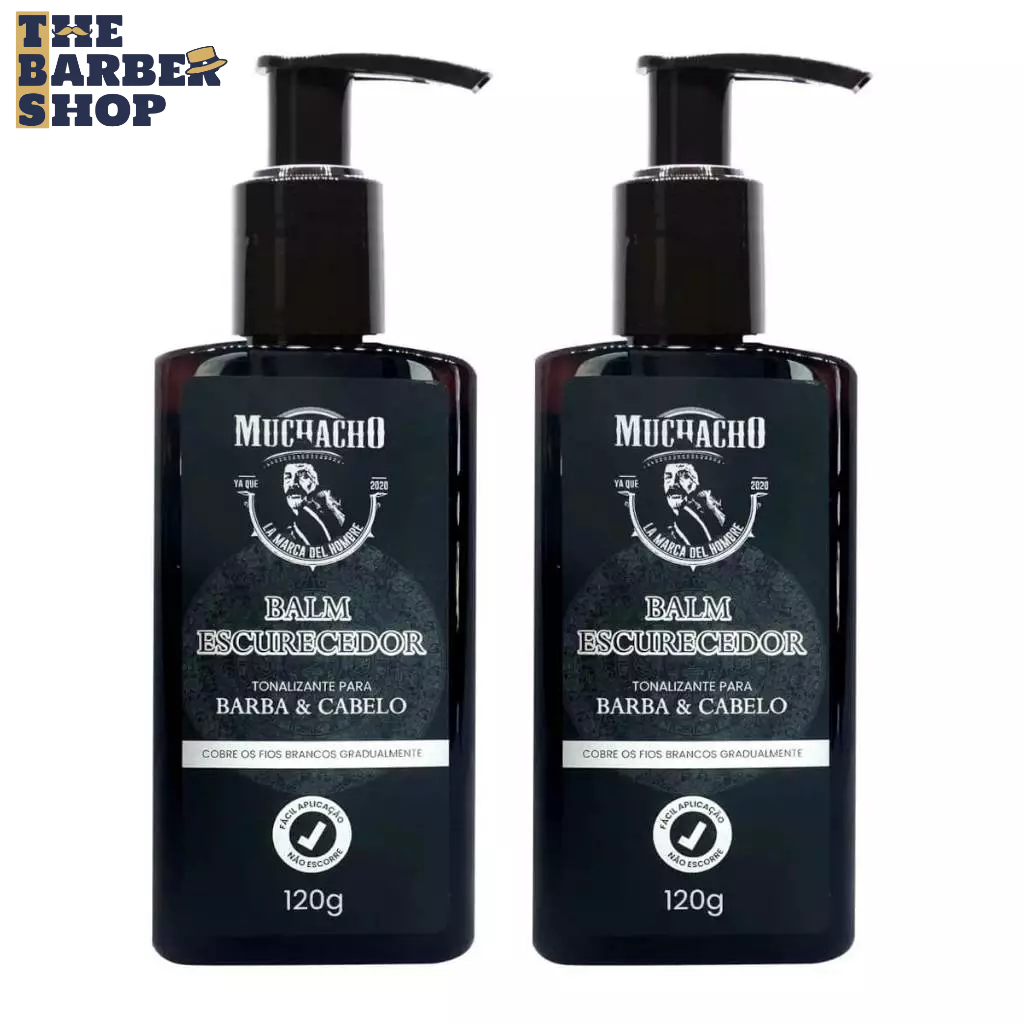 Balm Escurecedor de Barba e Cabelo Muchacho 120ml - Com pente aplicador - Kit 2 Unidades