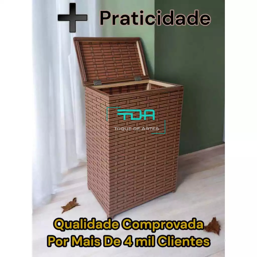 Cesto de Roupa Suja Roupeiro Retangular 59 Litros Organizador Multiuso em Fibra Sintética Banheiro