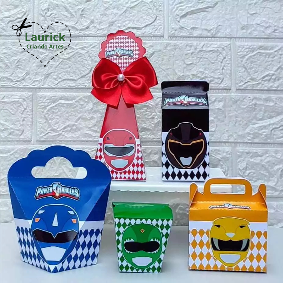 Kit Caixinhas Personalizadas Power Rangers  Lembrancinha Papelaria Pegue e Monte em Oferta na Shopee