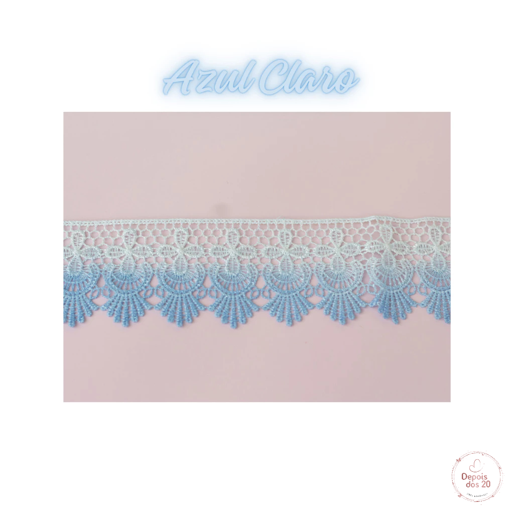 Renda Guipir Degradê 100% Poliéster Decoração Azul Rosa Goiaba Cinza Bege Rosê (Vendido Por Metro)