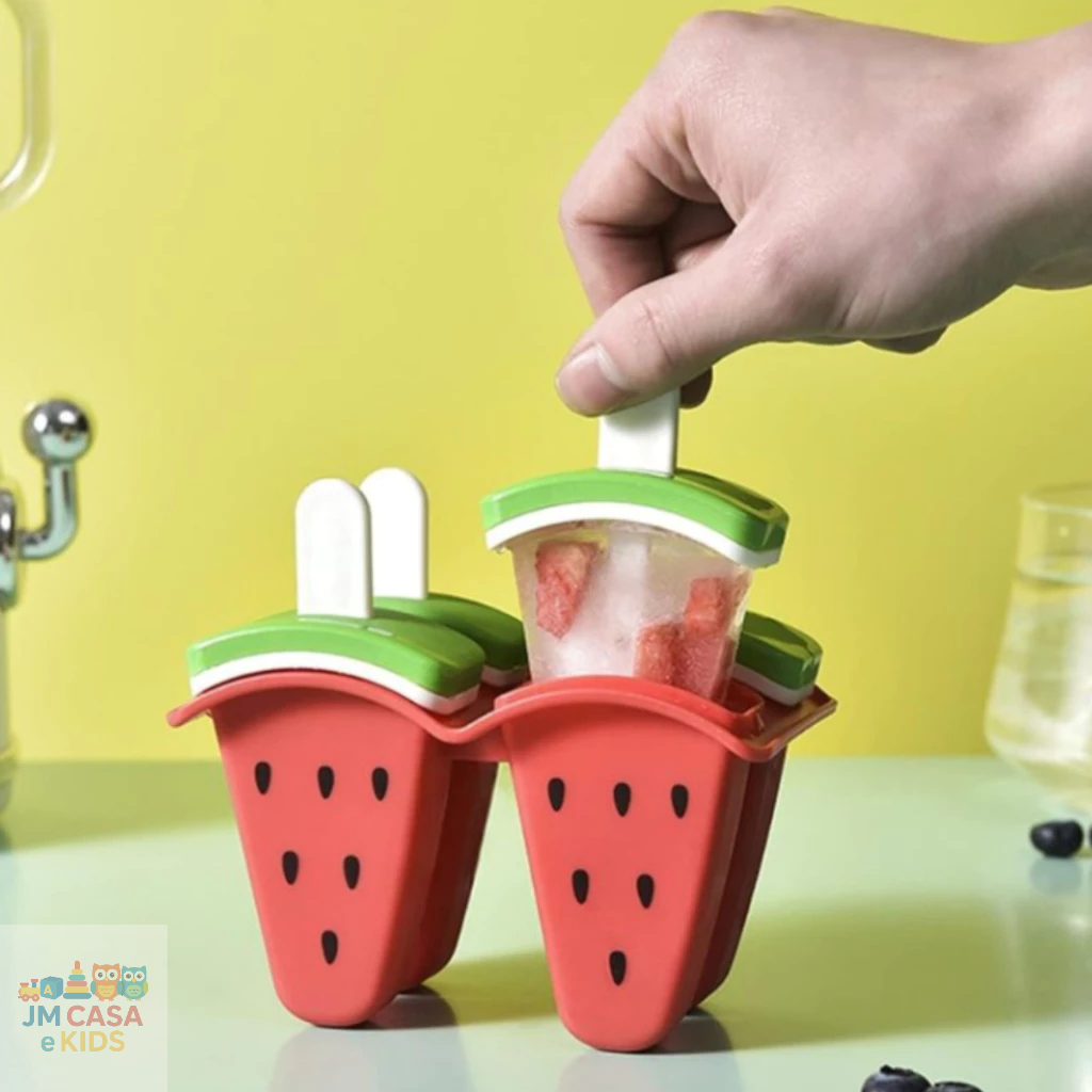 Forma Molde Para Sorvete Picolé Caseiro Formato de Fruta Divertido Kit com 4
