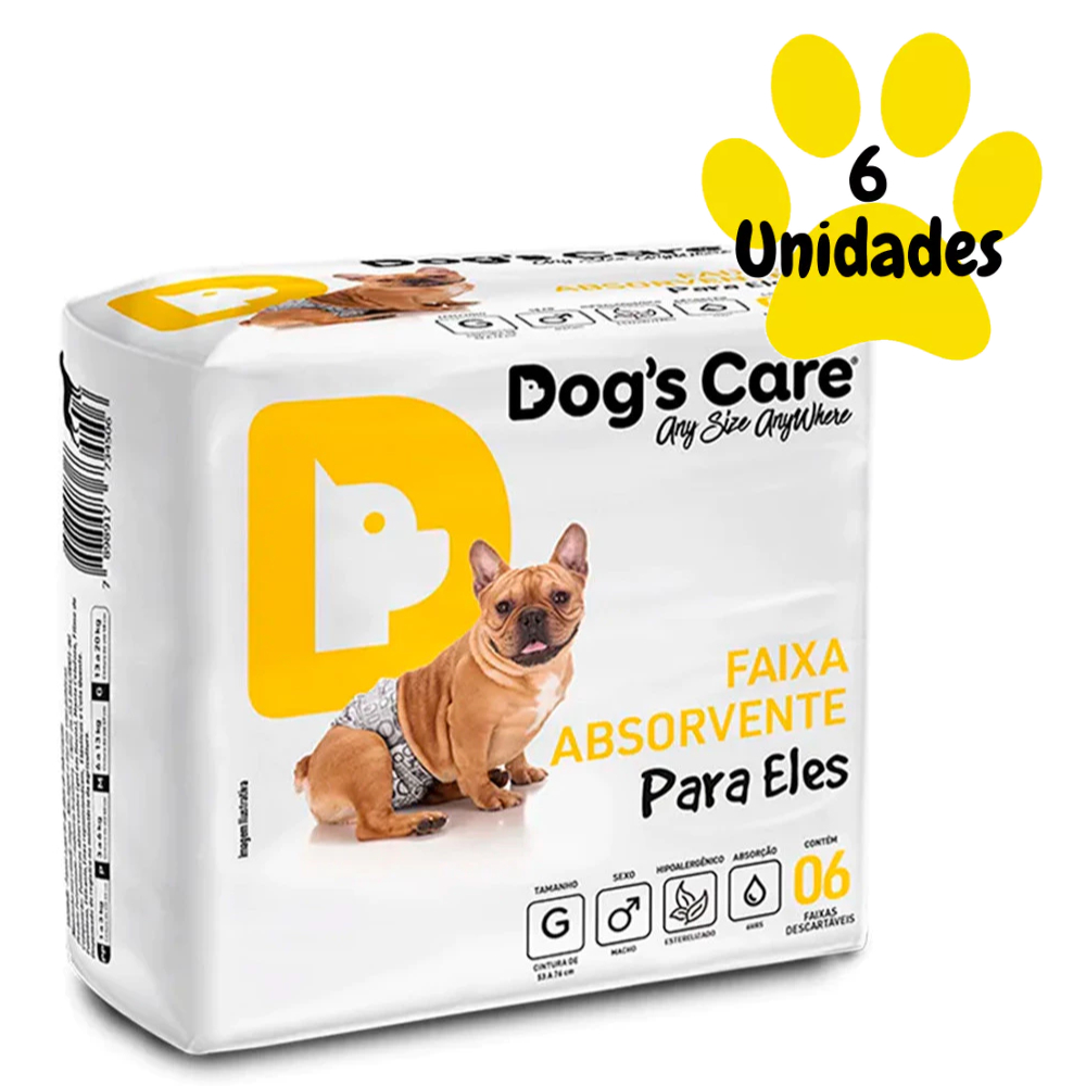 Fralda Higiênica Dogs Care Para Cães Macho Tam G 6 Unidades - Pets