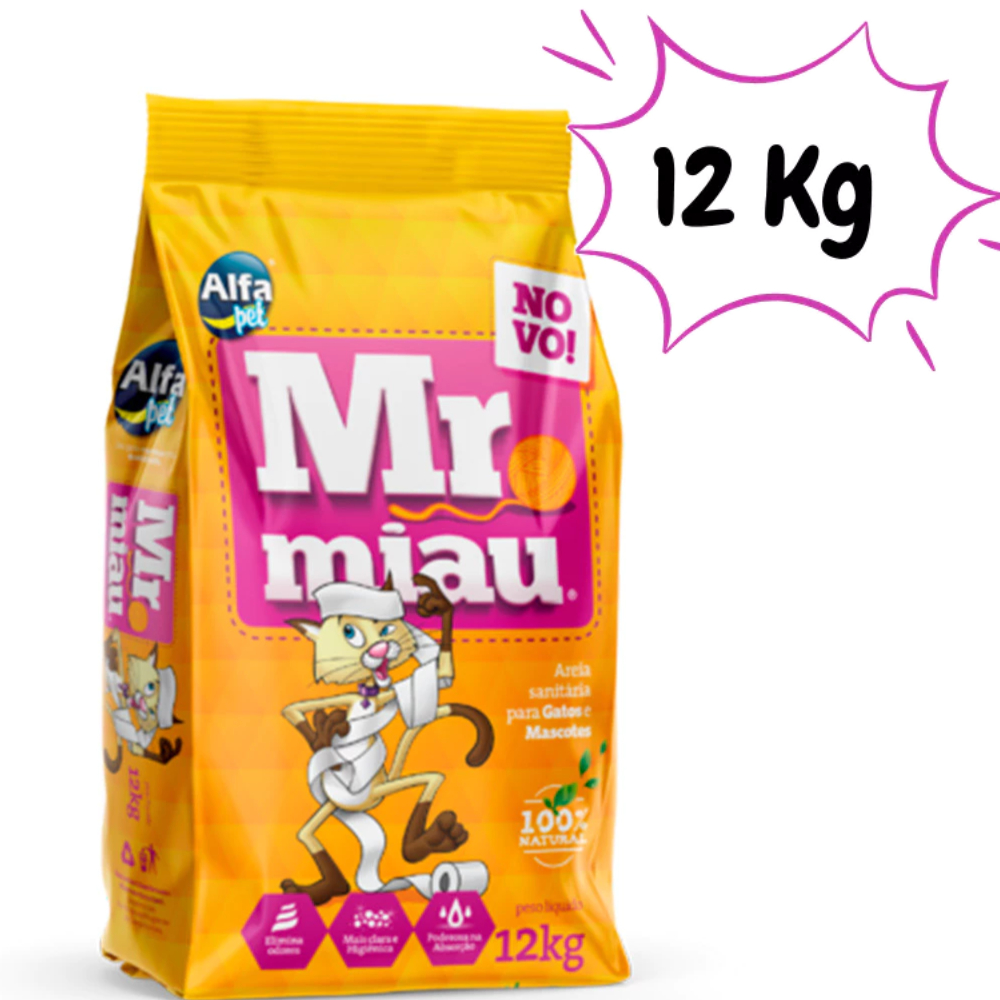 Areia Higiênica Para Gatos Mr. Miau 12kg - Pets
