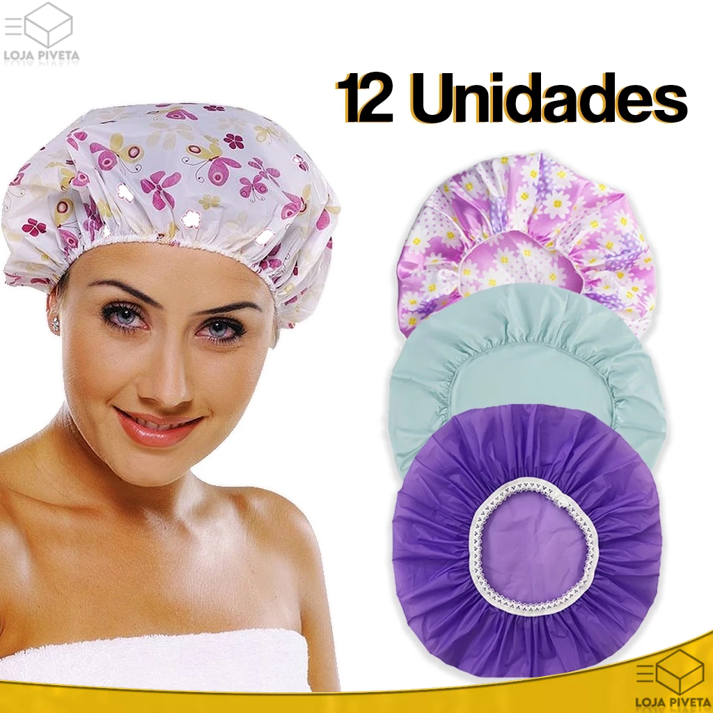 Kit 3/6/9/12 Toucas Para Banho Com Elástico Impermeável Tintura Hidratação Várias Estampas em Oferta na Shopee