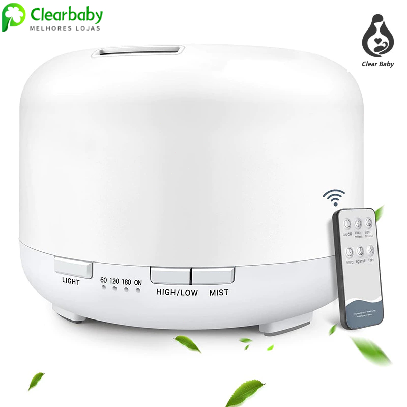 500ML ClearBaby Difusor De Óleos Essenciais Umidificador Ultrassônico Com Led 7 Controle Remoto