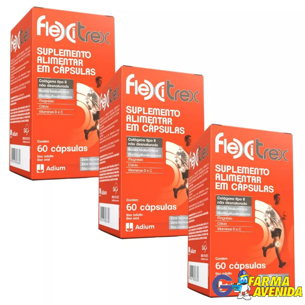 Flexitrex Colágeno Tipo II - Kit C/03 CAIXAS C/60 Cápsulas CADA CAIXA
