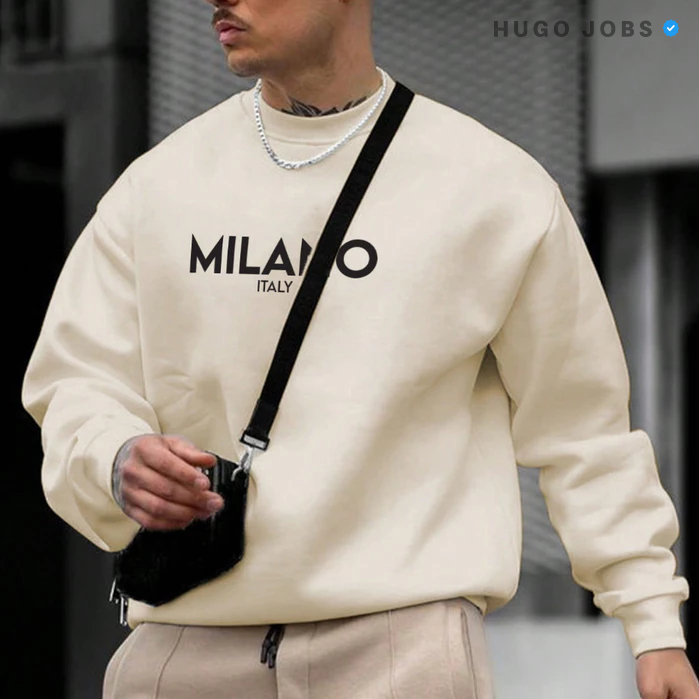 Moletom Gola Redonda Estampa Milano Blusa De Frio Masculina Feminina Felpado Grosso Unissex Quentinho Liso Inverno 2026