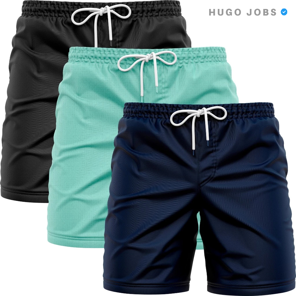 Kit 3 Short Masculino Tactel Elastano Dryfit Bermuda Mauricinho Seca Rápido Não Precisa Passar