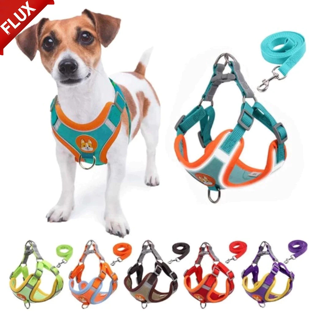 Coleira Peitoral coleira para cachorro com guia para pet pequenos e médios colete confortável FLUX