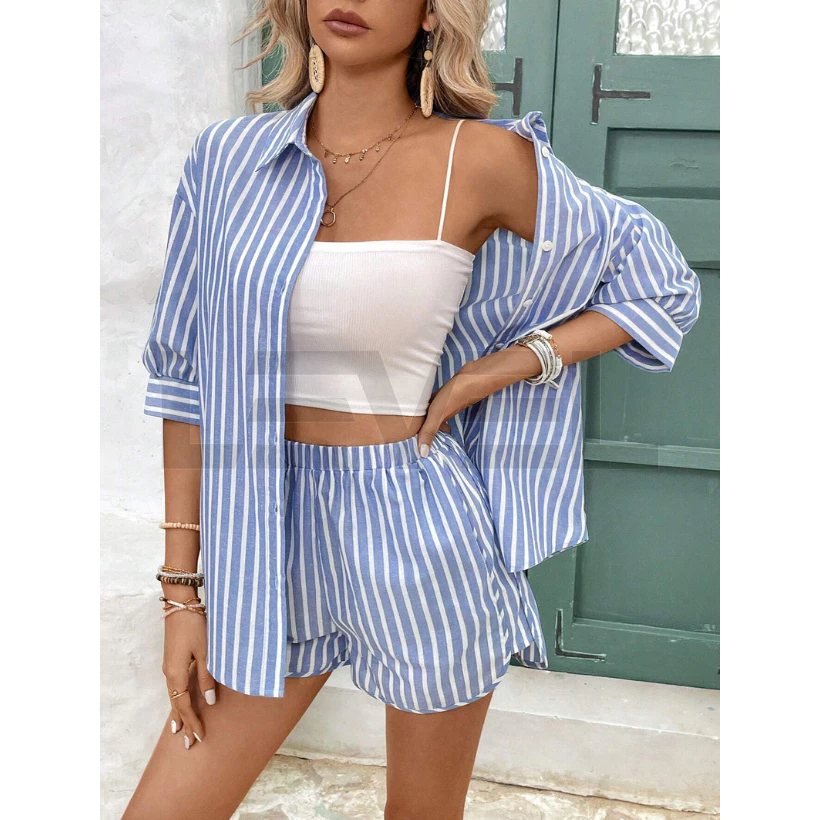 Conjunto Feminino Blusa e Short Grecia Verão 2025 Confortável