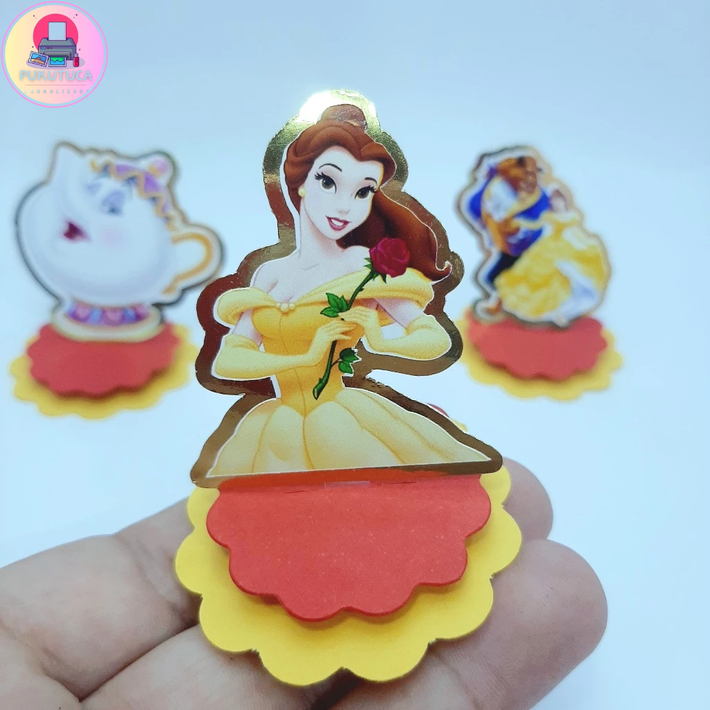 Tags Aplique 3D em Pé A Bela e a Fera - Lembrancinhas, Apliques em pra caixinhas, cofrinhos, Nutella, Tubo latas...