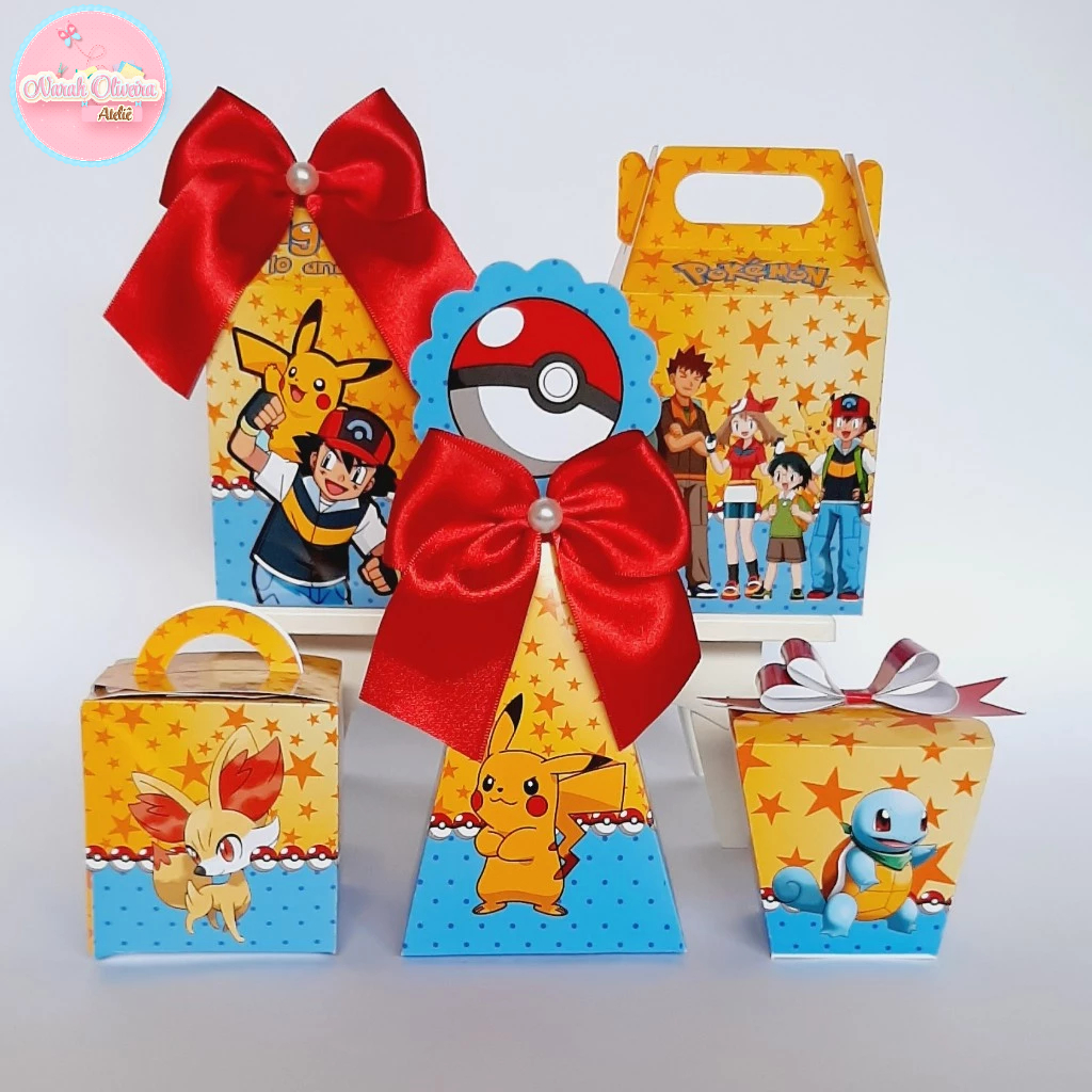 Kit Festa POKÉMON  Pegue e Monte | Caixinhas Personalizadas | Lembrancinhas para Festa Infantil