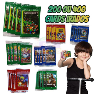 Kit 200 /400 Cards Figurinhas 50 / 100 Pacotes Para Bater Trocar Cartas Minecraft Sonic Pokemon Naruto em Oferta na Shopee