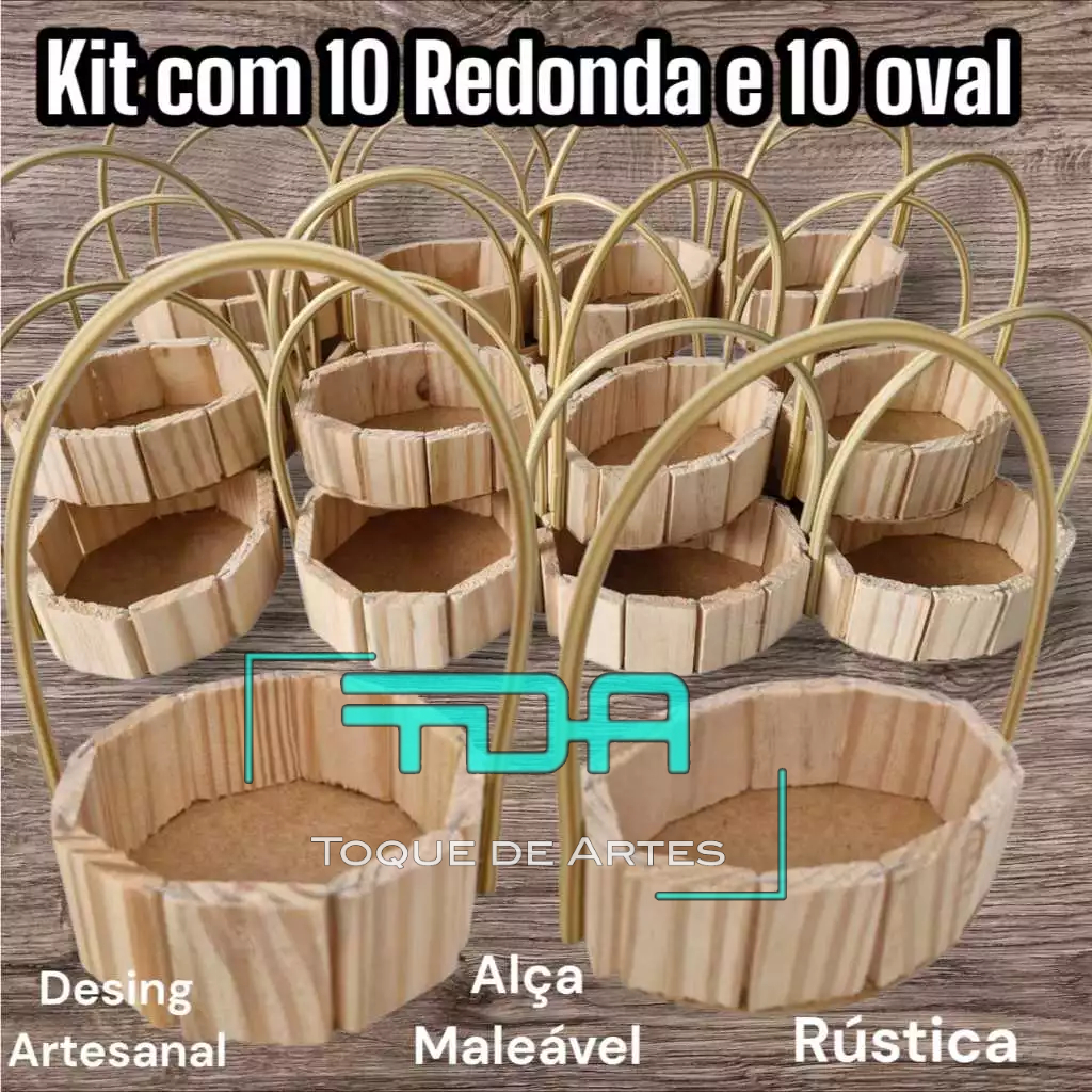 KIT CESTA DE MADEIRA FRAUDEIRA 20 UNIDADES - Ideal Para Decoração de festas, lembrancinhas