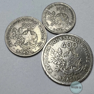 Lote com 3 Moedas MCMI 100 200 e 400 Réis 1901 em Oferta na Shopee